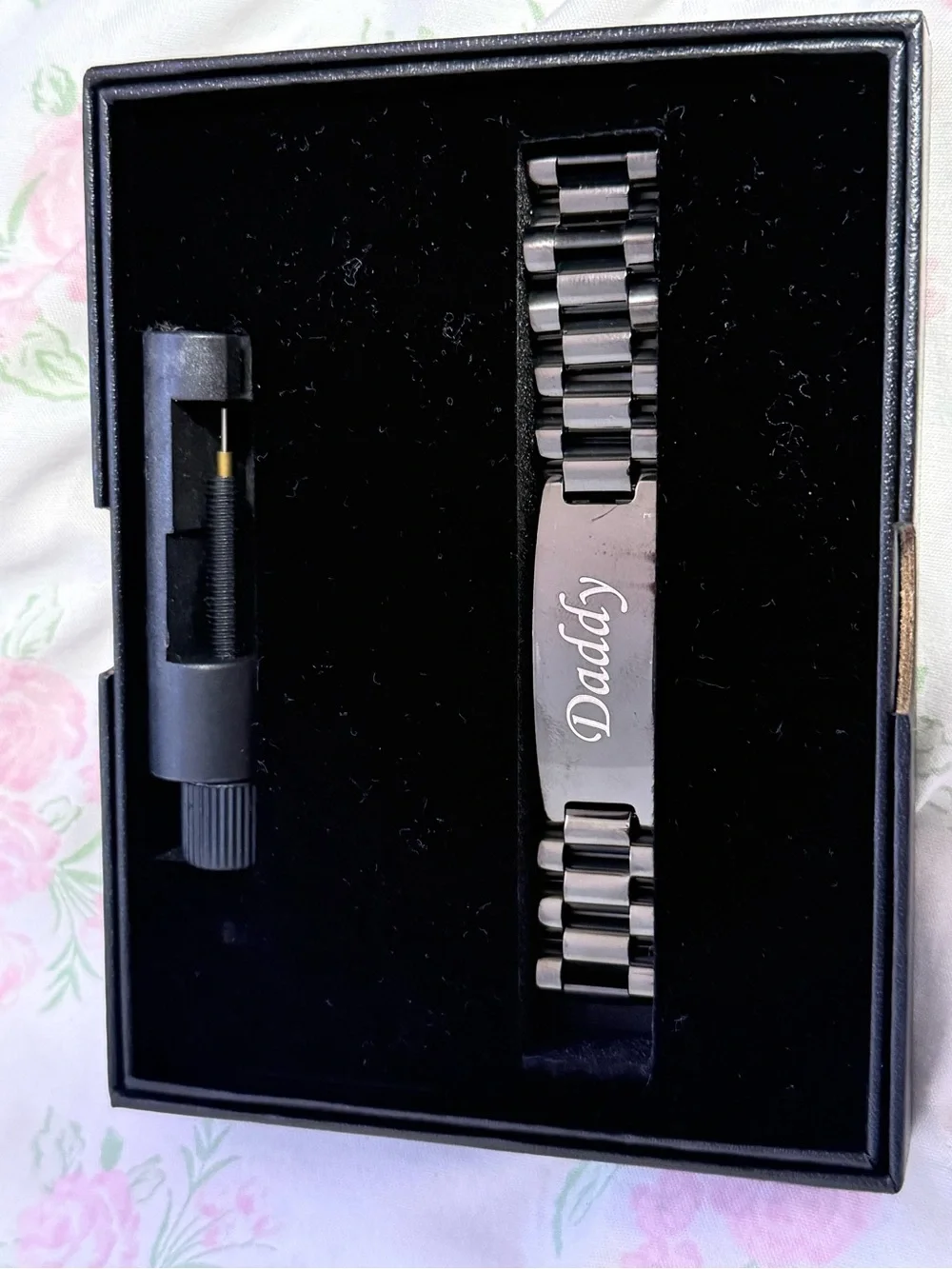 Personalized Stainless Steel 'Daddy' ID Bracelet - Black